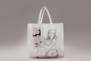 Промо сумка шоппер с рисунком нанесенным методом шелкографии из белого спанбонда.