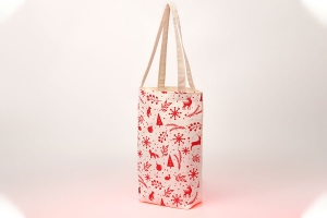 Промо сумка шоппер с нанесенным на ткань рисунком красного цвета, сумка сшита из суровой двунитки, длинные ручки дают возможность носки сумки на плече.